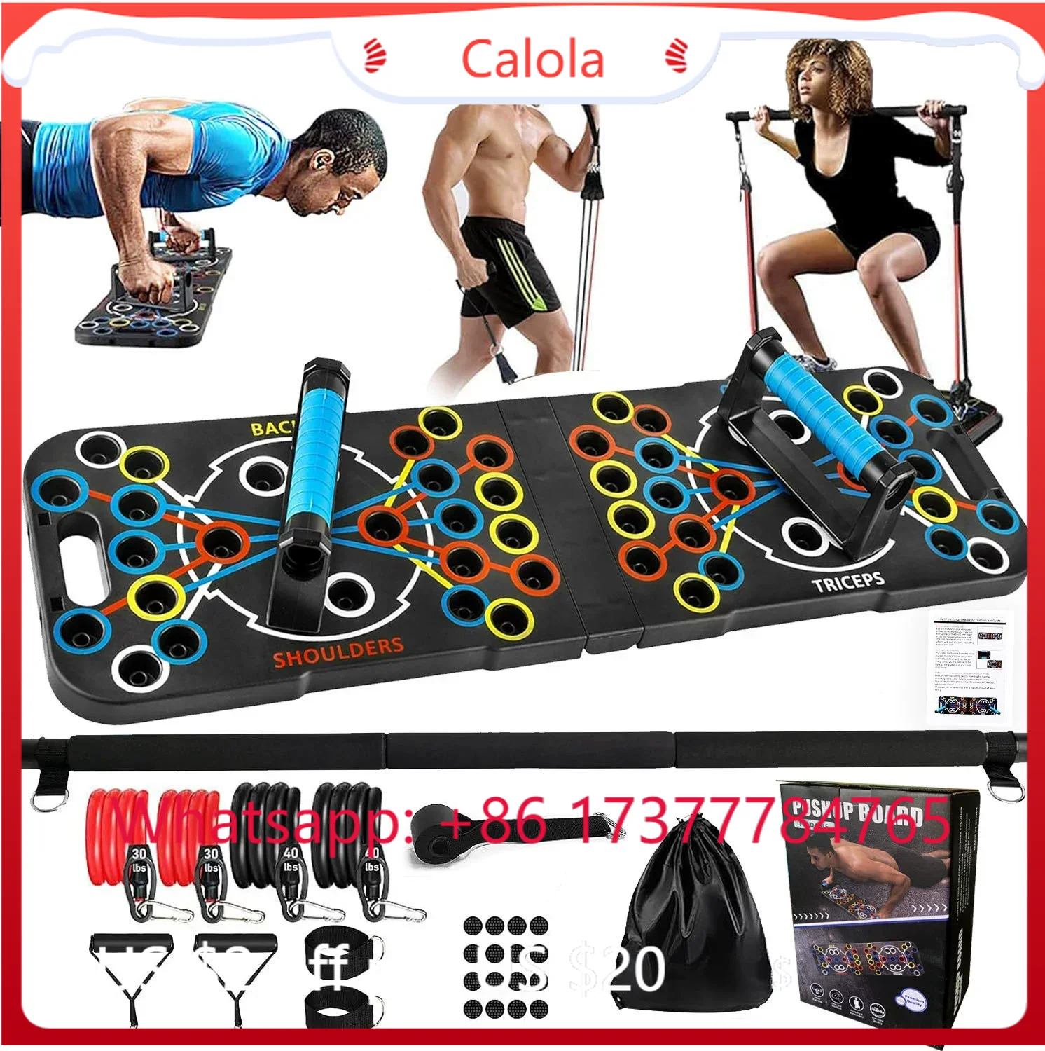 Multifunctional Push Up Board  - Pilates Bar Kit With Resistance Bands review and price