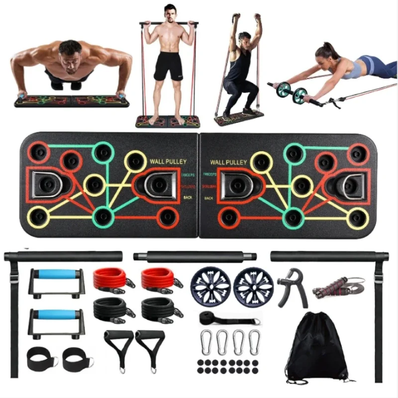 Multifunctional Push Up Board  - Pilates Bar Kit With Resistance Bands review and price