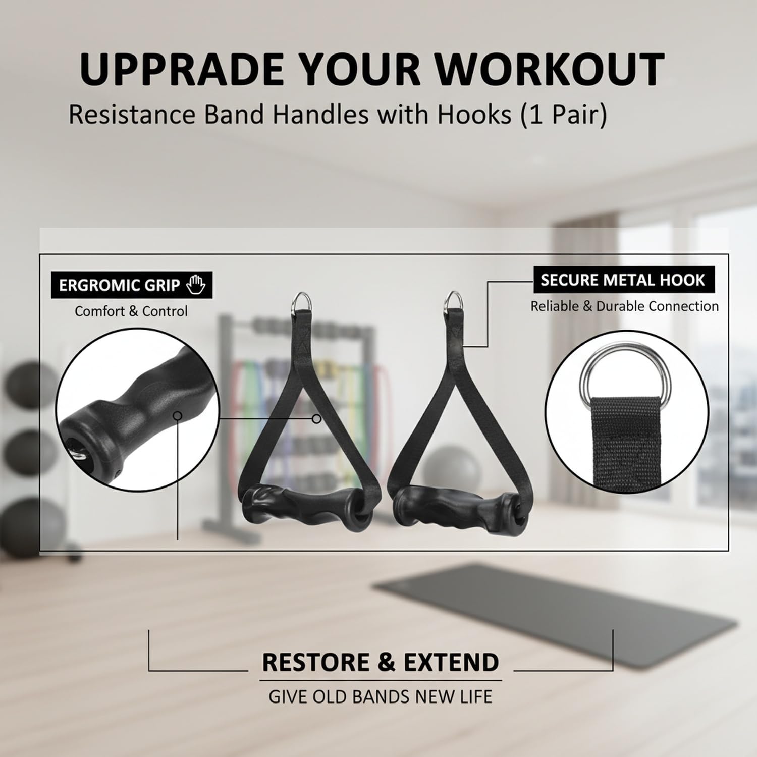 1Pair Ergonomic Exercise Handl - Resistance Bands Set With Handles review and price