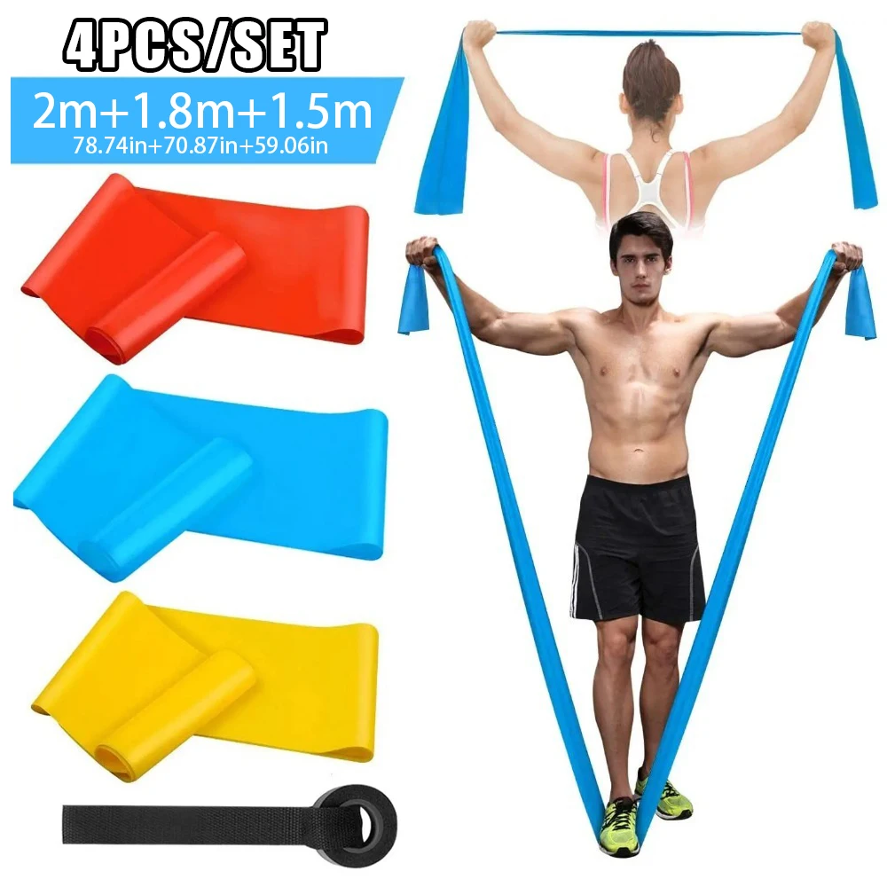 4Pcs/Set Elastic Fitness Bands - Pilates Bar Kit With Resistance Bands review and price